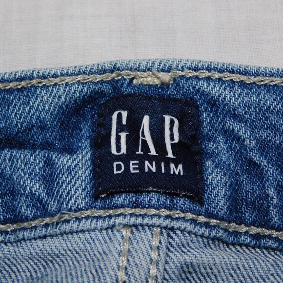 GAP High Rise Straight Crop Tonal Spliced Color Block Button Fly jeans Womens 25 - Picture 4 of 12